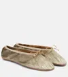 The Row Round Velvet Ballet Flats In Brown