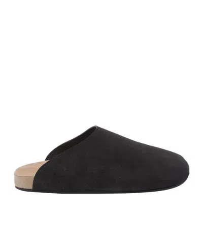 The Row Round-toe Slippers In Black