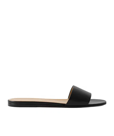 The Row Round-toe Slippers In Black
