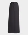 The Row Roux Wool Melange Maxi Skirt In Dark Charcoal