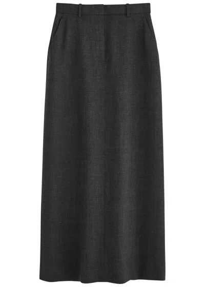The Row Roux Wool Midi Skirt In Charcoal
