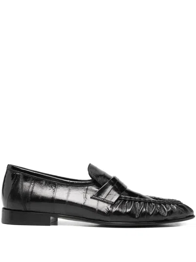 The Row Ruffle-detail Loafers In Black