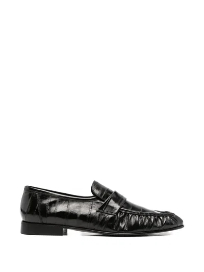 Pre-owned The Row Ruffle-detail Loafers In Black