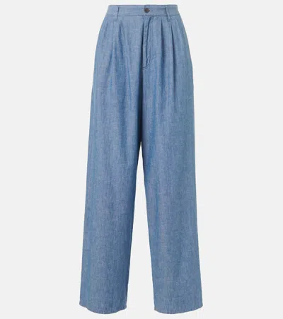 The Row Rufos Twill Wide-leg Pants In Blue