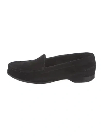 Pre-owned The Row Ruth Suede Loafers In Black