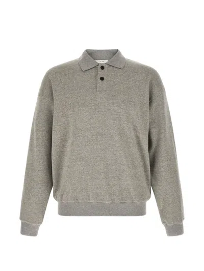 The Row Ry Buttoned French-terry Polo Shirt In Gray