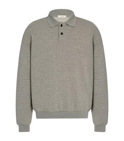 The Row Ry Cotton Collared Sweater In Gray