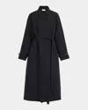 The Row Ryo Beled Long Silk Trench Coat In Black