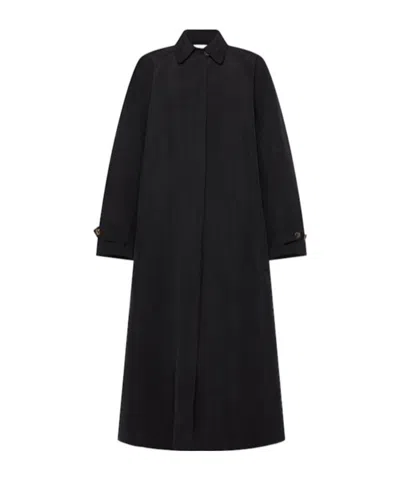 The Row Ryo Belted Silk Long Coat In Black