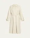 The Row Ryota Belted Leather Trench Coat In White