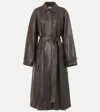 The Row Ryota Leather Coat In Gray