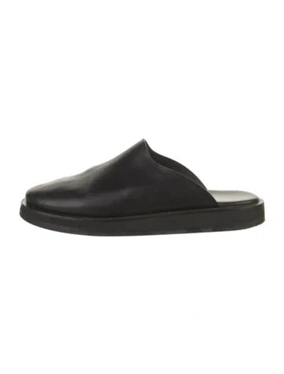 Pre-owned The Row Sabot Leather Mules In Black
