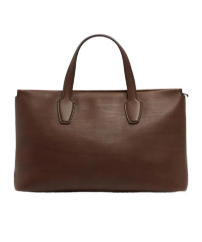 The Row Saddle Leather Tote Bag In Brown