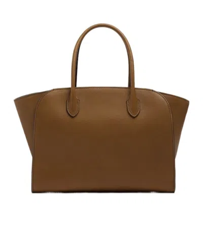 The Row Saddle Leather Tote Bag In Brown