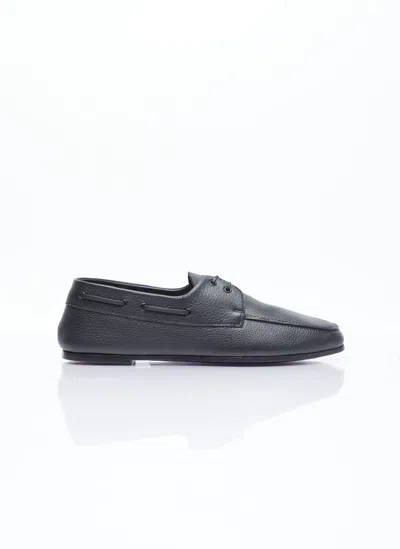 The Row Sailor Leather Loafers In Black