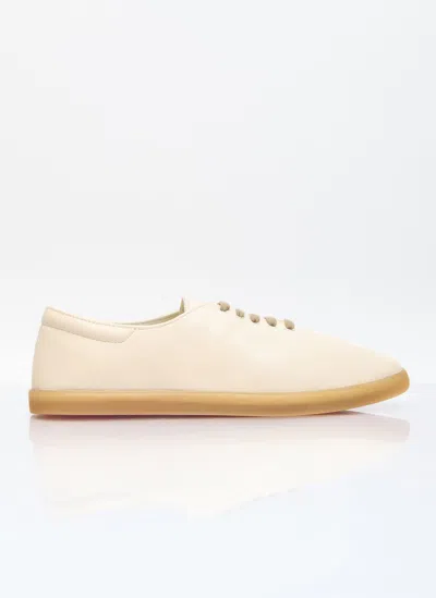 The Row Sam Leather Sneakers In Beige