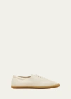 The Row Sam Leather Tennis Sneakers In Cremehoney St