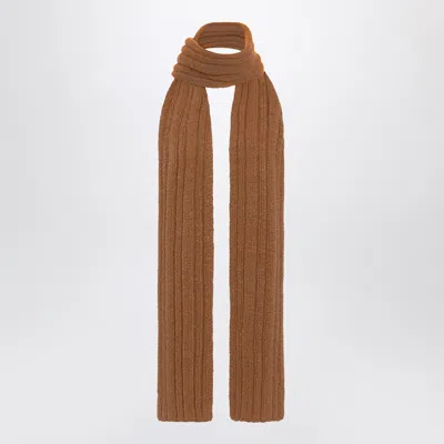 The Row Amios Scarf In Brown Wool In Sand