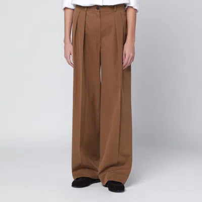 The Row Sand Igor Trousers In Cotton And Cashmere In Brown