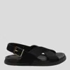 THE ROW THE ROW BLACK BUCKLE LEATHER SANDALS