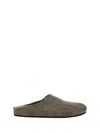 The Row Hugo Suede Mules In Ash