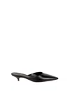The Row Liisa Leather Kitten Heel Pointed Toe Mules In Black