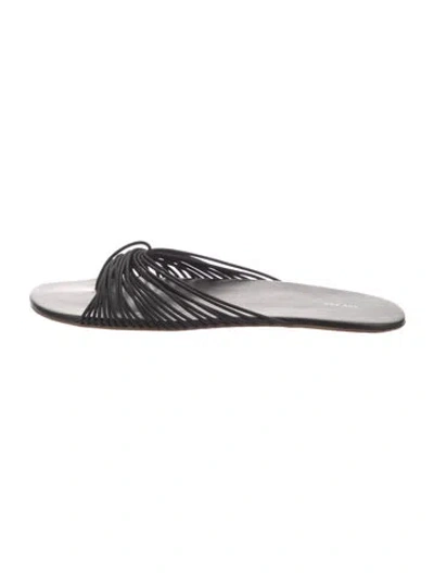 Pre-owned The Row Sara Leather Slides In Black