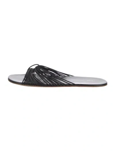 Pre-owned The Row Sara Leather Slides In Black/white