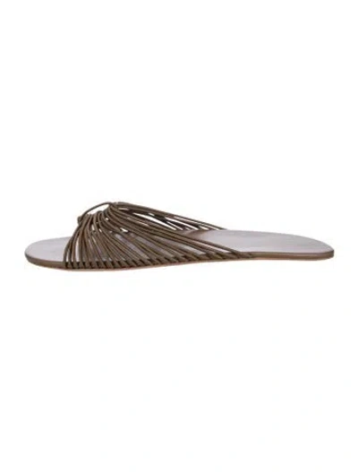 Pre-owned The Row Sara Leather Slides In Brown