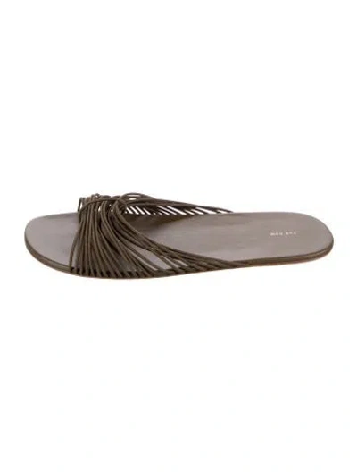 Pre-owned The Row Sara Stretch Leather Slides In Brown