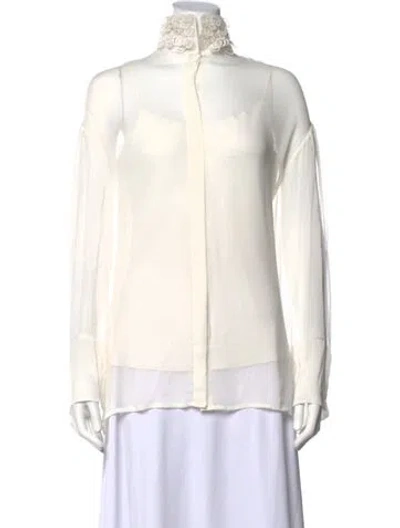 Pre-owned The Row Sarabee Long Sleeve Blouse In Neutrals