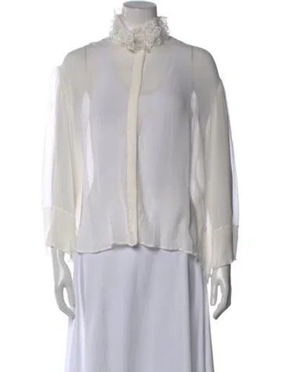 Pre-owned The Row Sarabee Top Long Sleeve Blouse In Gray