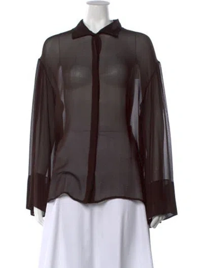 Pre-owned The Row Sarabeth Top Long Sleeve Blouse In Brown