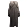 The Row Sasha Gathered Midi Dress In Brown Silk In Gray