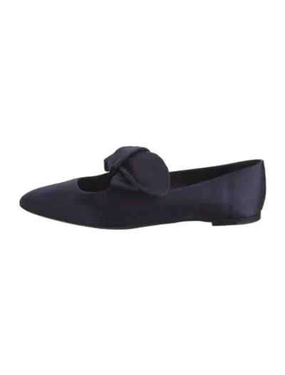 Pre-owned The Row Satin Bow Accents Mary Jane Flats In Blue