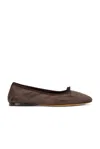 The Row Awar Leather Bow Ballerina Flats In Brown