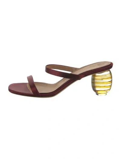 Pre-owned The Row Satin Sandals In Burgundy