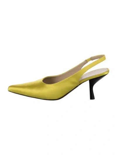 Pre-owned The Row Satin Slingback Pumps In Yellow