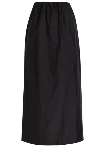The Row Saul Cotton And Silk-blend Maxi Skirt In Black