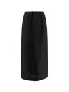 The Row Saul Cotton And Silk Long Skirt In Black