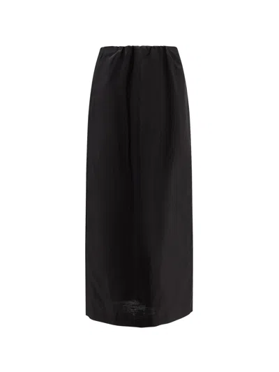 The Row Saul Cotton And Silk Long Skirt In Black