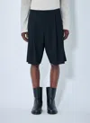 The Row Black Wool Sayed Bermuda Shorts In Black