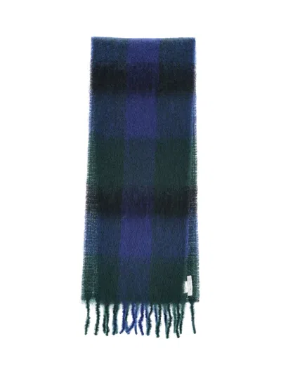 The Row Creana Checked Fringed Scarf In Blue