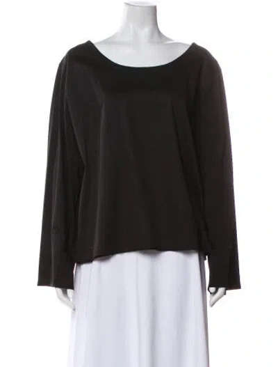 Pre-owned The Row Scoop Neck Long Sleeve Top In Black