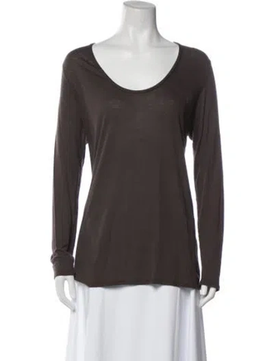 Pre-owned The Row Scoop Neck Long Sleeve Top In Brown