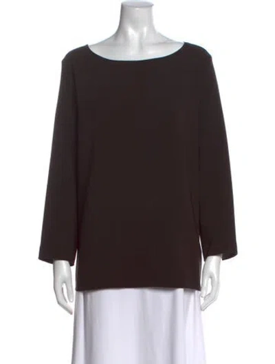 Pre-owned The Row Scoop Neck Long Sleeve Top In Brown