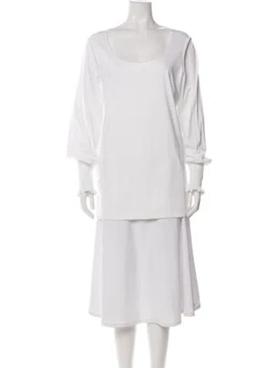 Pre-owned The Row Scoop Neck Long Sleeve Top In White