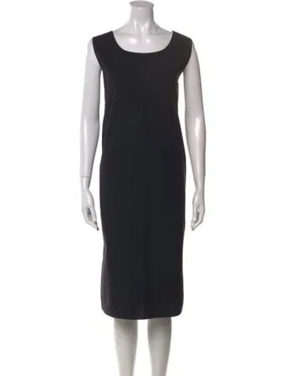 Pre-owned The Row Scoop Neck Midi Length Dress In Black