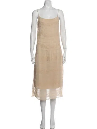 Pre-owned The Row Scoop Neck Midi Length Dress In Neutral