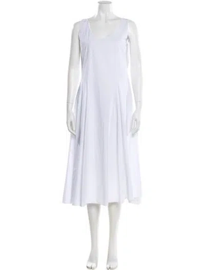 Pre-owned The Row Scoop Neck Midi Length Dress In White